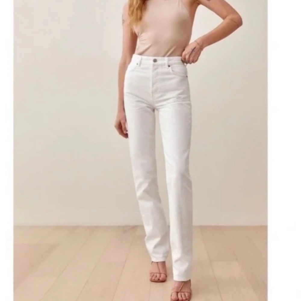 NWT REFORMATION Cynthia  White High Rise Straight Leg